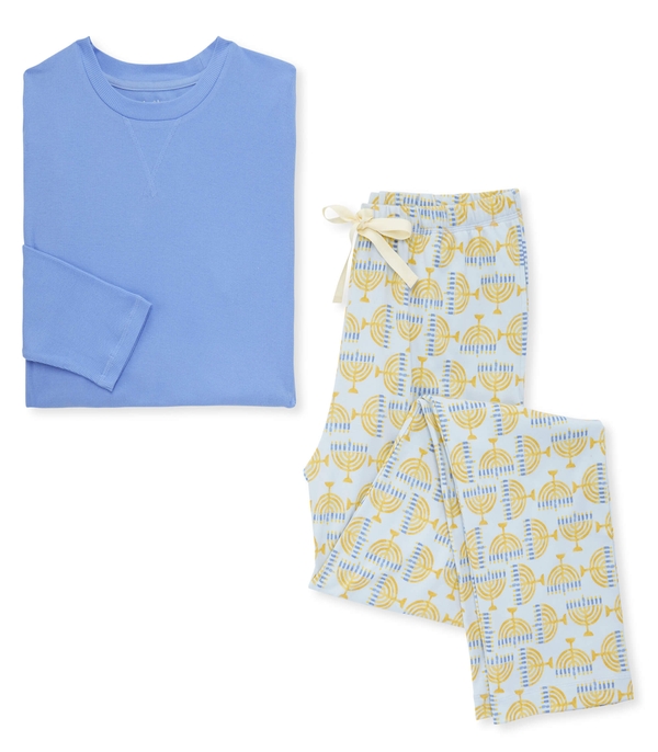 Adult Mens Tee & Light The Menorah Lounge Pant PJ Set