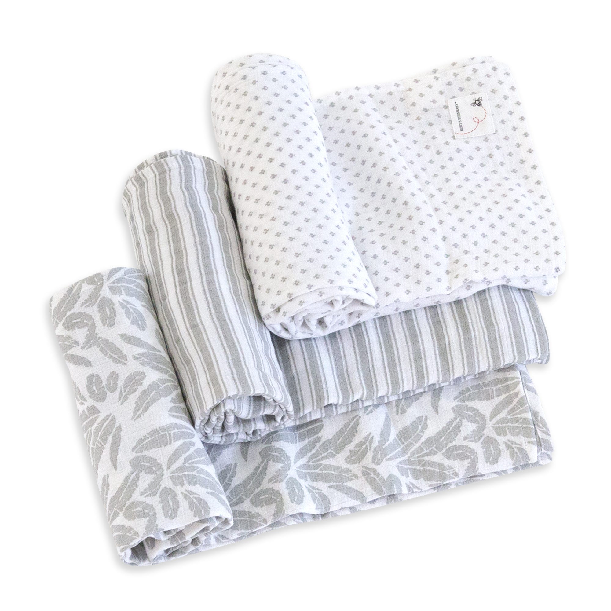 100% Organic Cotton Muslin Swaddle Baby Blankets Set of 3 