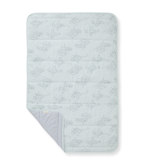 Swaying Branches Organic Cotton Reversible Baby Blanket - Ice Flow