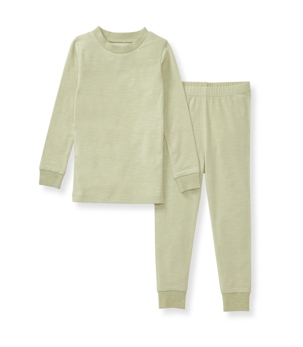Honeysoft™ Waffle Thermal Kids Pajamas - Mossy Green
