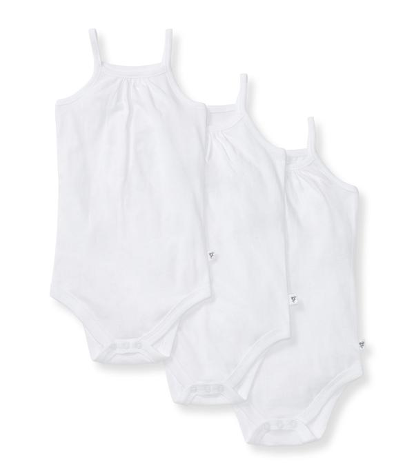 Solid Organic Cotton Baby Camisole Bodysuits 3 Pack