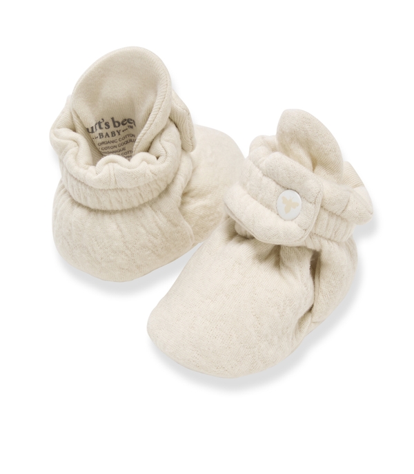 Organic Cotton Quilted Bee Baby Booties - Oat