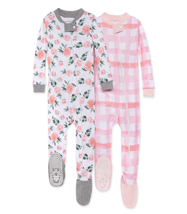 Autumn Bloom Organic Baby Zip Front Snug Fit Footed Pajamas 2 Pack