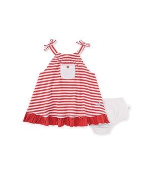 Striped Dress & Diaper Cover Organic Baby Girl Set