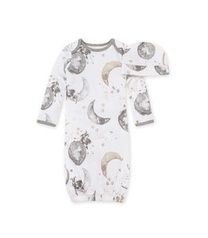 Over the Moon Organic Baby Gown & Cap Set