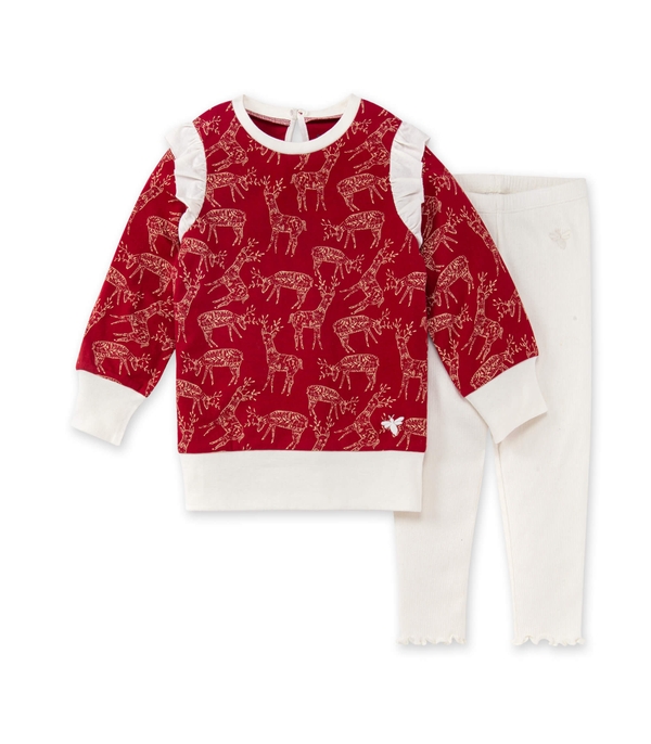 Festive Reindeer Tunic & Rib Legging Set Baby Girl