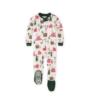 Holiday Village Baby Zip Front Snug Fit Footed Pajamas