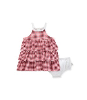 Mini-Gingham Organic Baby Dress & Diaper Cover Set