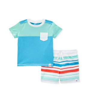 Infant Color Blocked Tee & French Terry Short Set