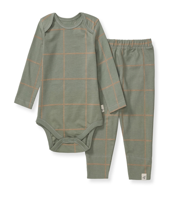 Swiss Check Neutral Bodysuit & Pant Set