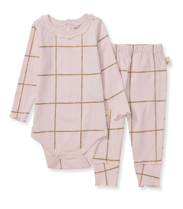 Swiss Check Baby Girl Bodysuit & Pant Set
