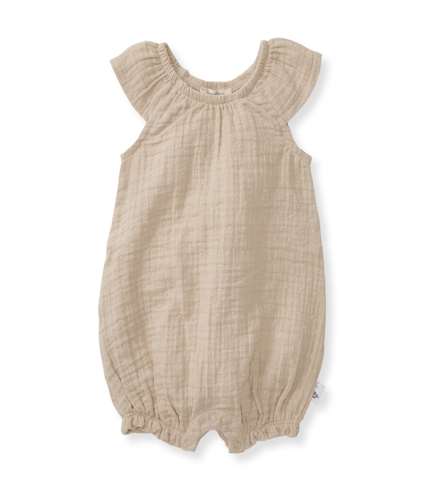 Dotted Muslin Organic Baby Girl Bubble Romper