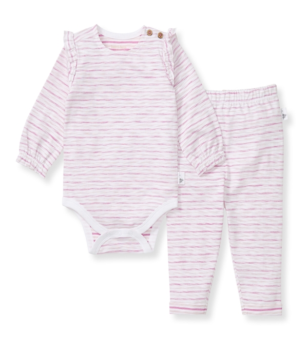 Slub Stripe Baby Girl Bodysuit Set