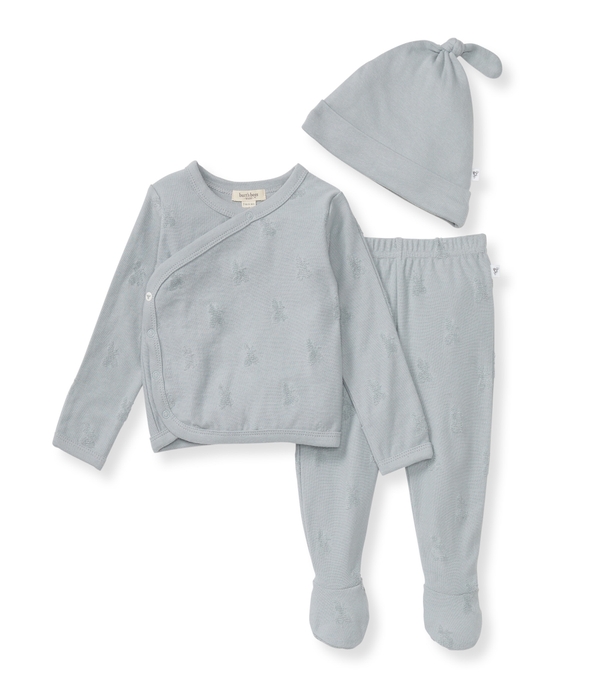 Organic Raised Terry Bee Take Me Home 3 Piece Set - Quarry