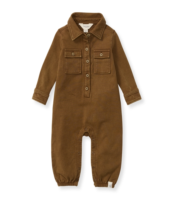 Button Down Organic Cotton Jumpsuit - Hunter