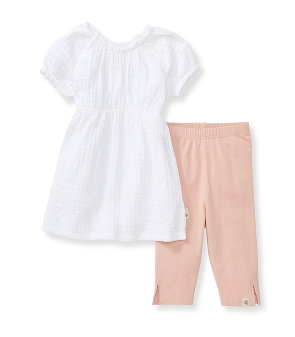 Puff Sleeve Organic Baby Girl Top & Pants Set