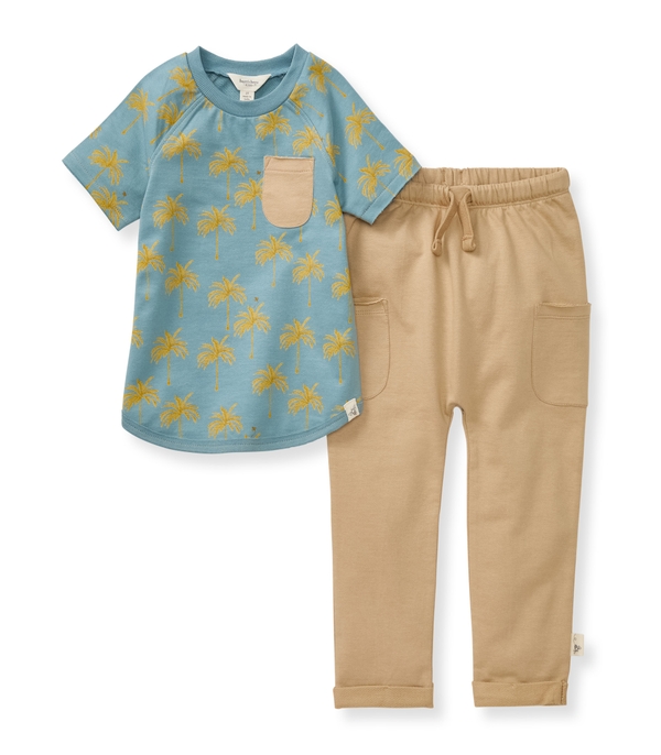 Golden Palms Baby Boy Top & Shorts Set