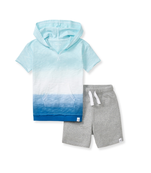 Double Dip Dye Baby Boy Hooded Top & Shorts Set