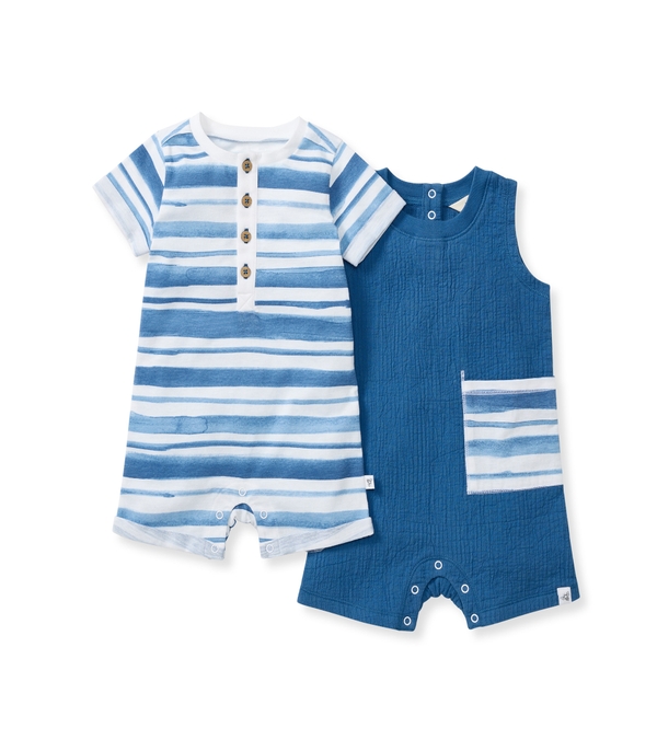 Watercolor Stripe Baby Boy Romper 2 Pack Set