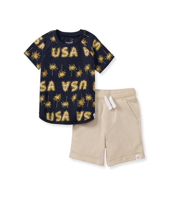 USA Organic Baby Boy Top & Shorts Set