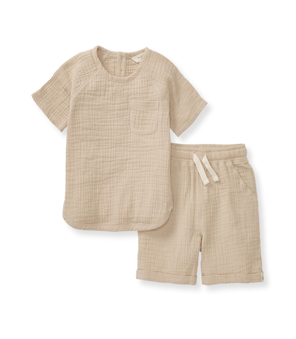 Mommy & Me Matching Crinkle Muslin Baby Boy Set