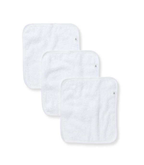 Organic Cotton Woven Terry Solid Washcloths 3 Pack - Cloud