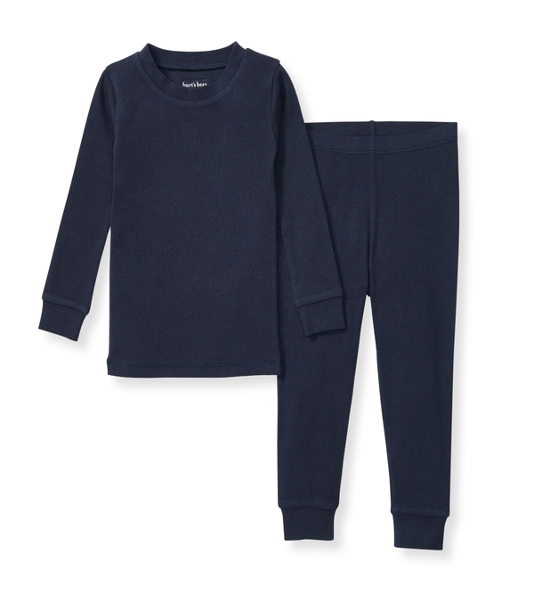 Solid Rib Organic Cotton Pajamas - Midnight