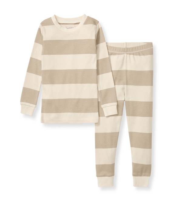 Mommy & Me Rugby Stripe Organic Cotton Pajamas - Oat