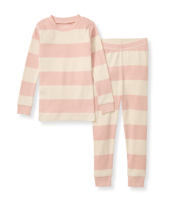 Rugby Stripe Organic Cotton Pajamas - Pink Sand