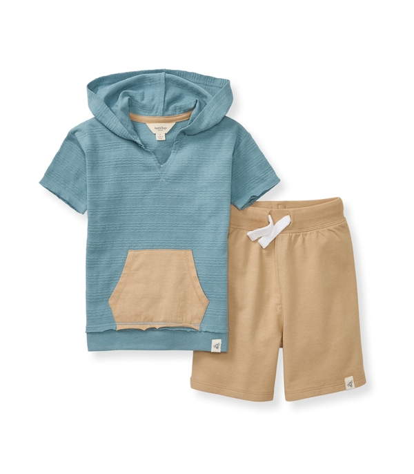 Organic Dotted Jacquard Sweatshirt & Shorts Set