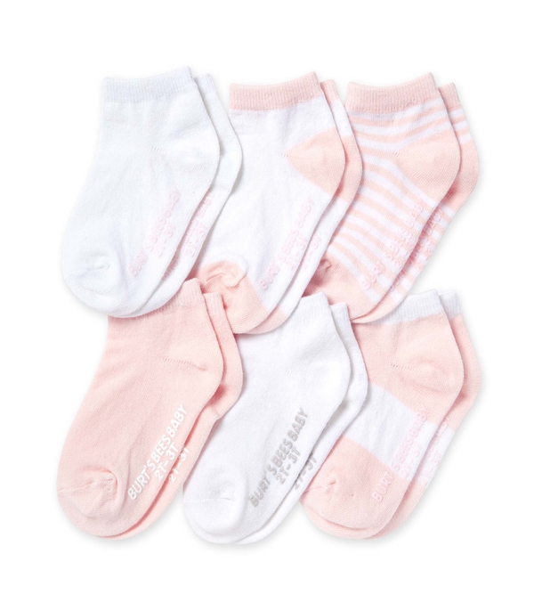 Toddler Girl Solids & Stripes Organic Cotton Pink Socks - Blossom