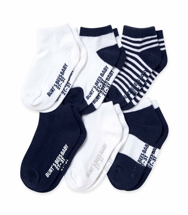 Toddler Boy Solids & Stripes Organic Cotton Blue Socks - Midnight