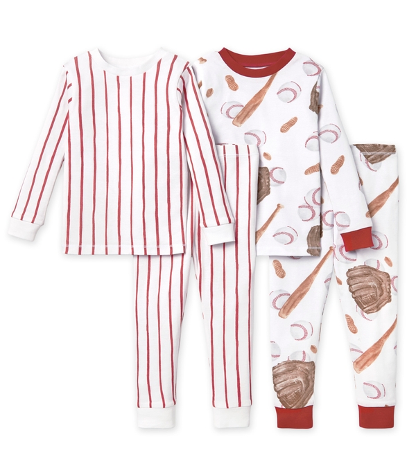 Baseball & Stripe Organic Cotton Pajamas - 2 Pack