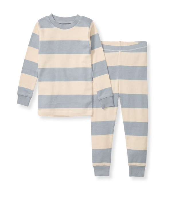 Rugby Stripe Organic Cotton Pajamas - Quarry