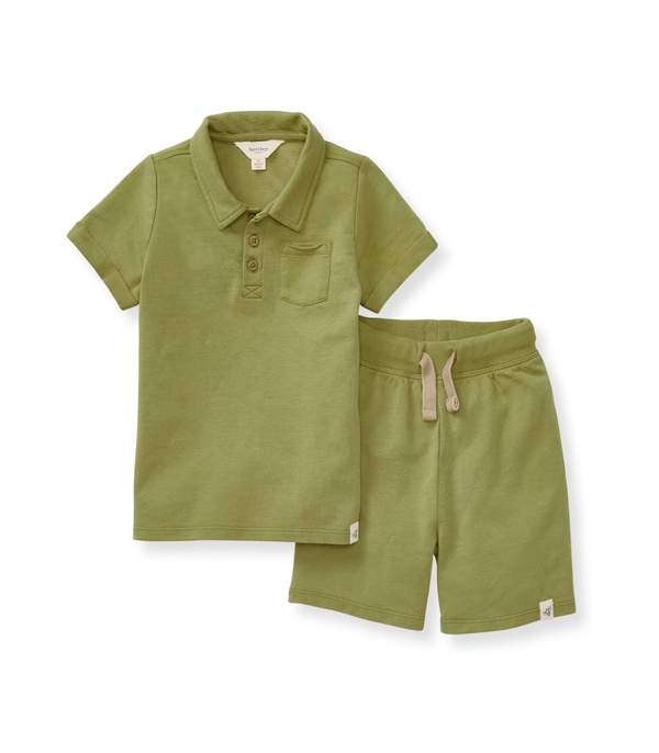 Organic Cotton Green Toddler Boy Polo & Shorts Set