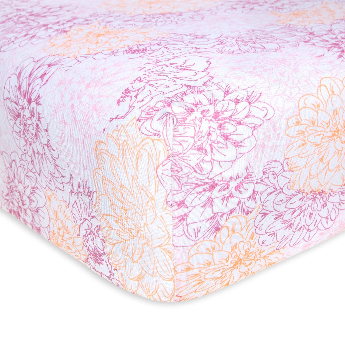 peach floral crib sheet