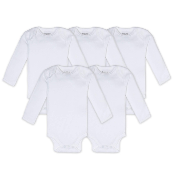 Bee Essentials Organic Long Sleeve Baby Bodysuit 5 Pack