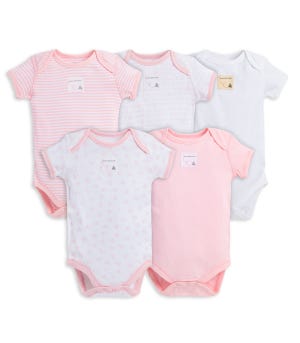 Bee Essentials Organic Short Sleeve Baby Bodysuits Set of 5