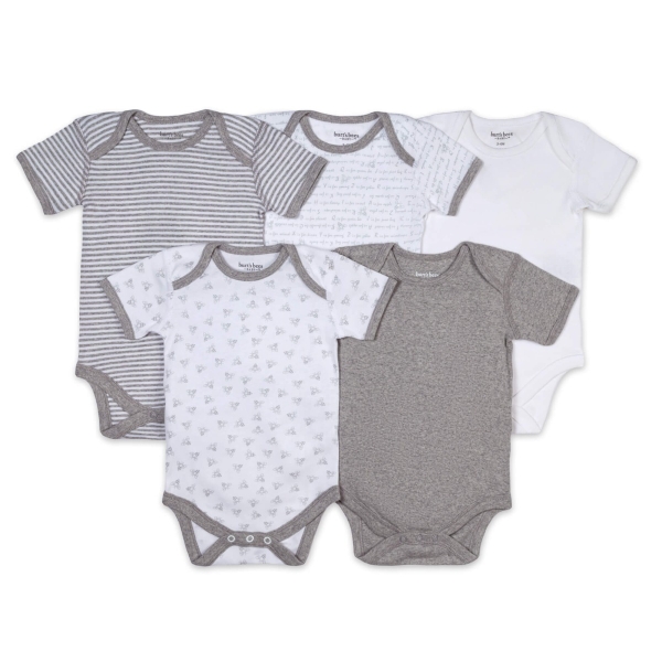 Bee Essentials Organic Short Sleeve Baby Bodysuits Set of 5