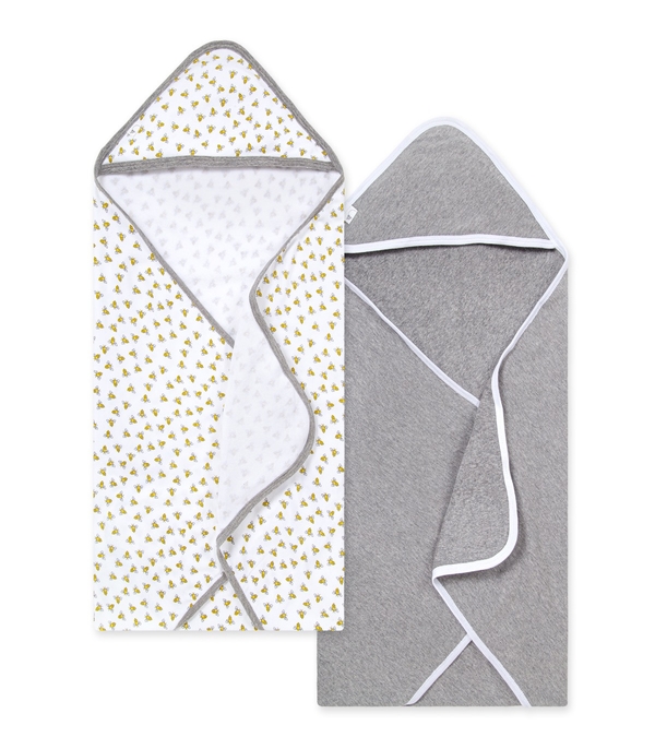 Baby Honey Bee Organic Hooded Towel 2 Pack folded front 