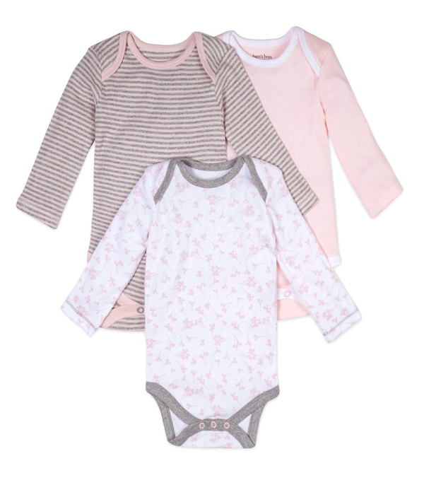 Dusty Dandelions Long Sleeve Organic Baby Bodysuits 3 Pack
