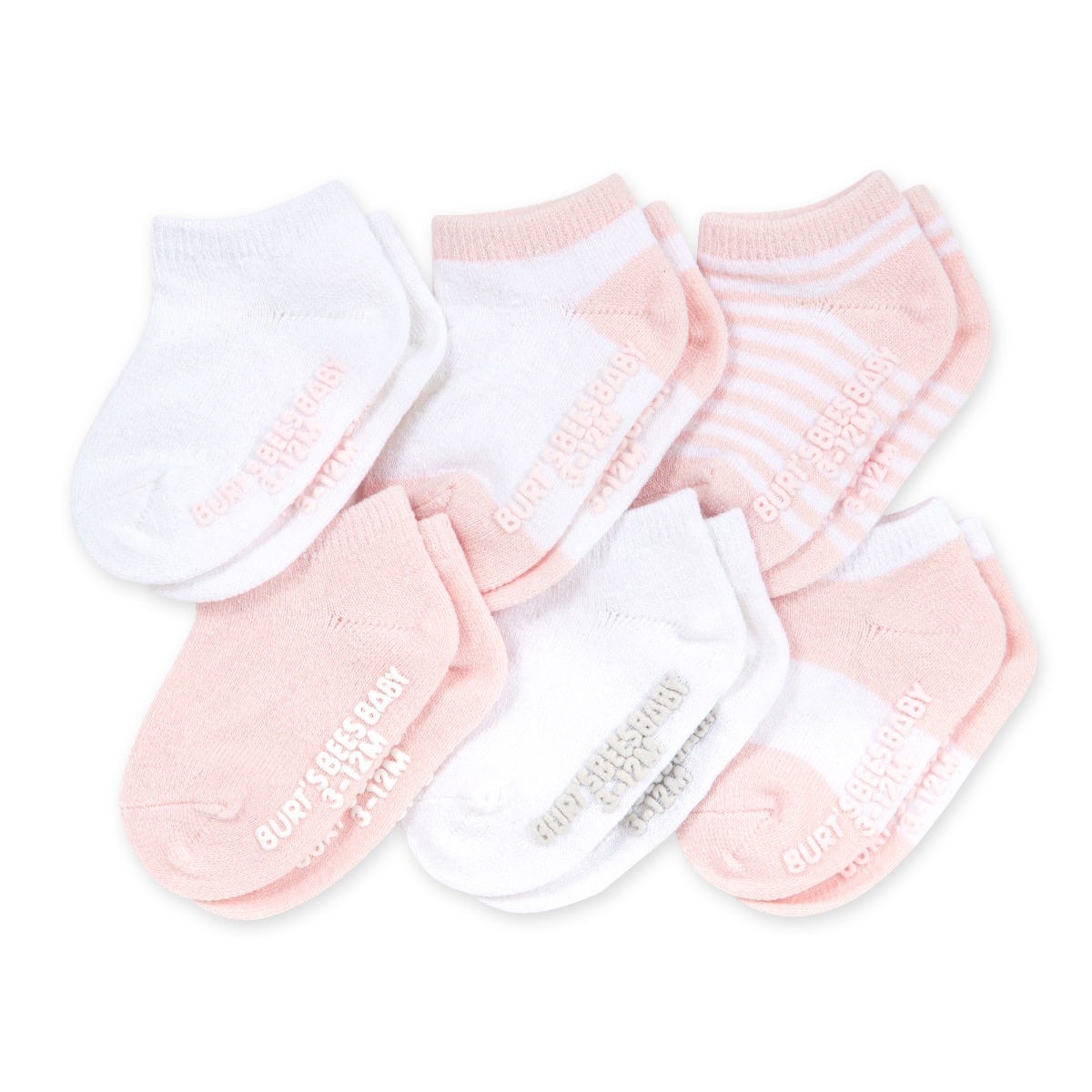 Baby Girls Cute Socks 3 Pairs 0-3 Months - UK Size 0-2 Pink Hearts & Stripes Design 
