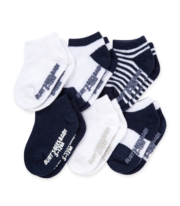 Baby Solids & Stripes Organic Cotton Grey Socks - Midnight