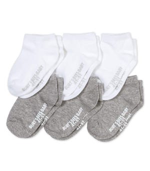 Solid Organic Cotton Toddler Ankle Socks 6 Pack