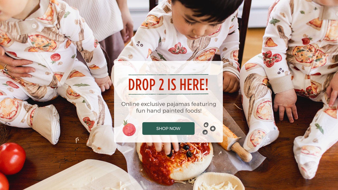 Burt's Bees Baby: Drop 2 is here! Online exclusive pajamas featuring fun hand painted foods! SHOP NOW